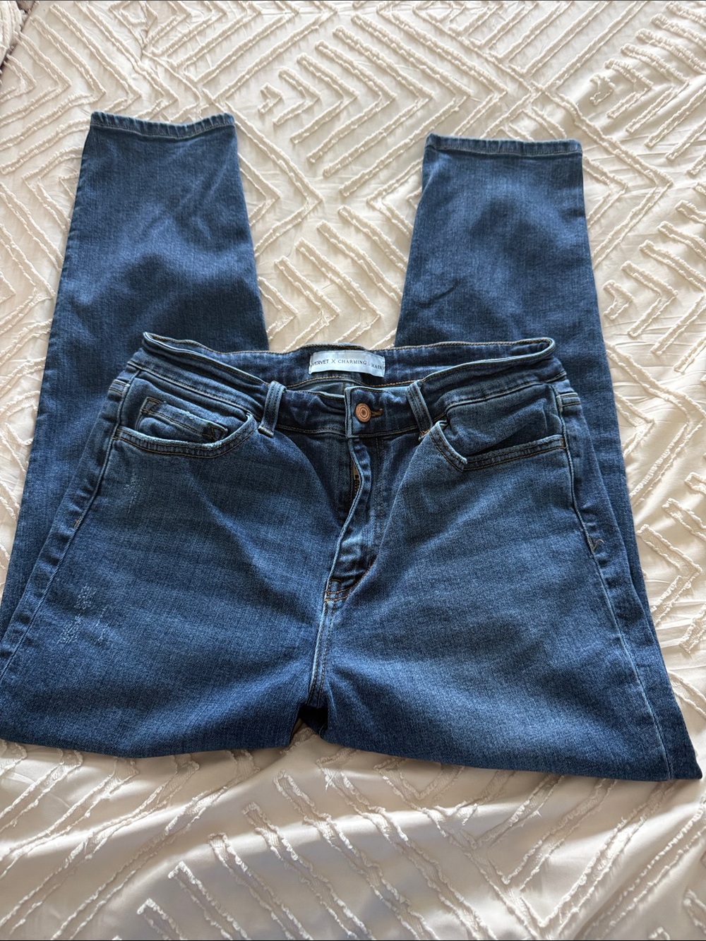 VERVET BY FLYING MONKEY Dark Blue Skinny Crop Jeans Sz 32